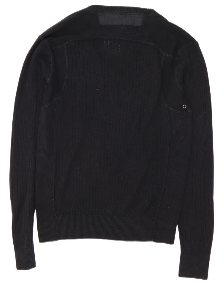 G-Star Mens 3301 V-Neck Jumper Sweater Large Black Cotton