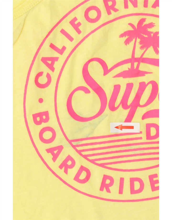 Superdry Womens Graphic Vest Top UK 12 Medium Yellow Cotton