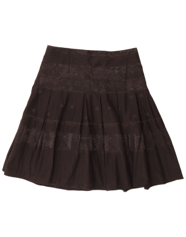 Esprit Womens Pleated Skirt UK 16 Large W34 Black Floral Polyester