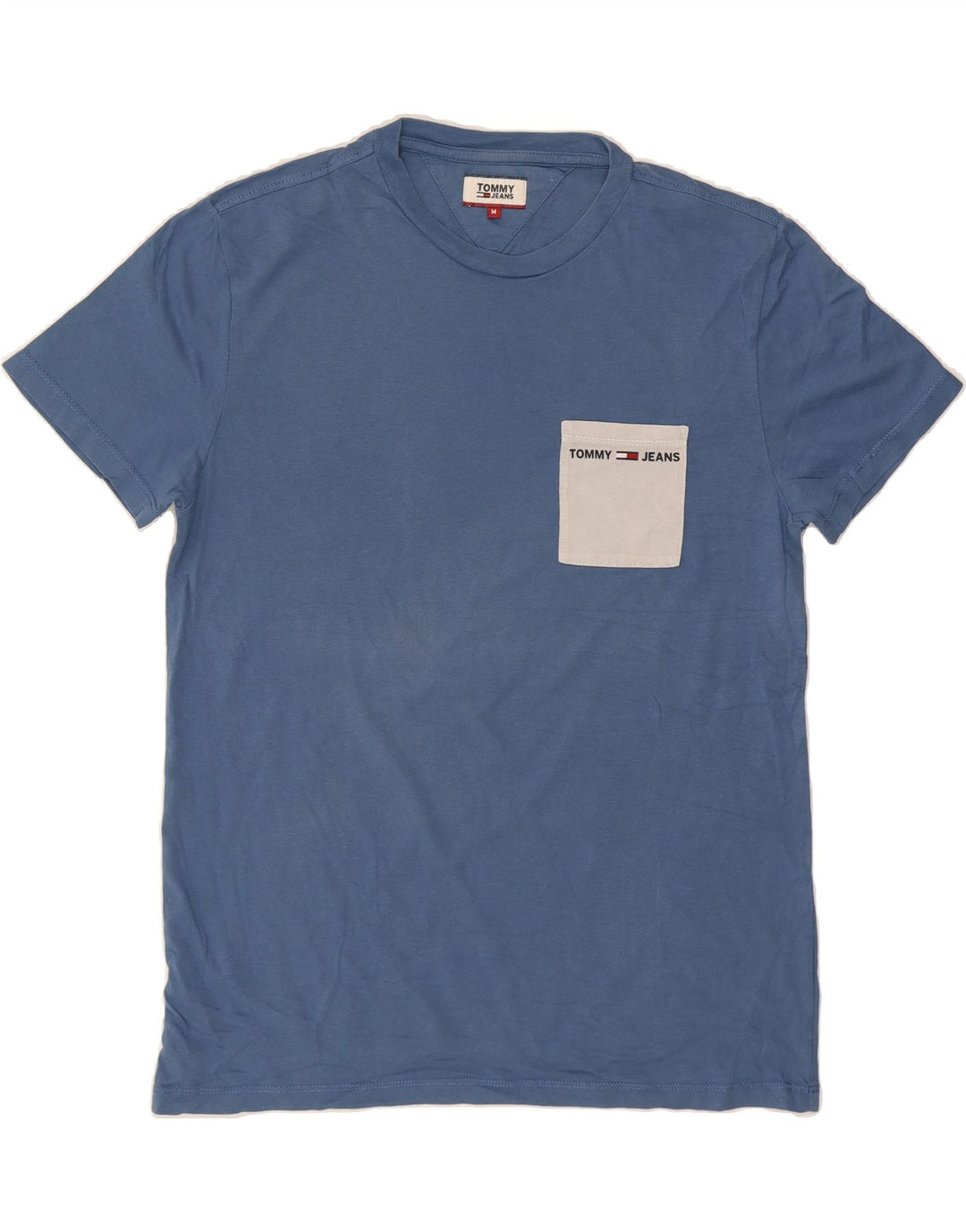 TOMMY HILFIGER Mens T-Shirt Top Medium Blue Colourblock Vintage Tommy Hilfiger and Second-Hand Tommy Hilfiger from Messina Hembry 
