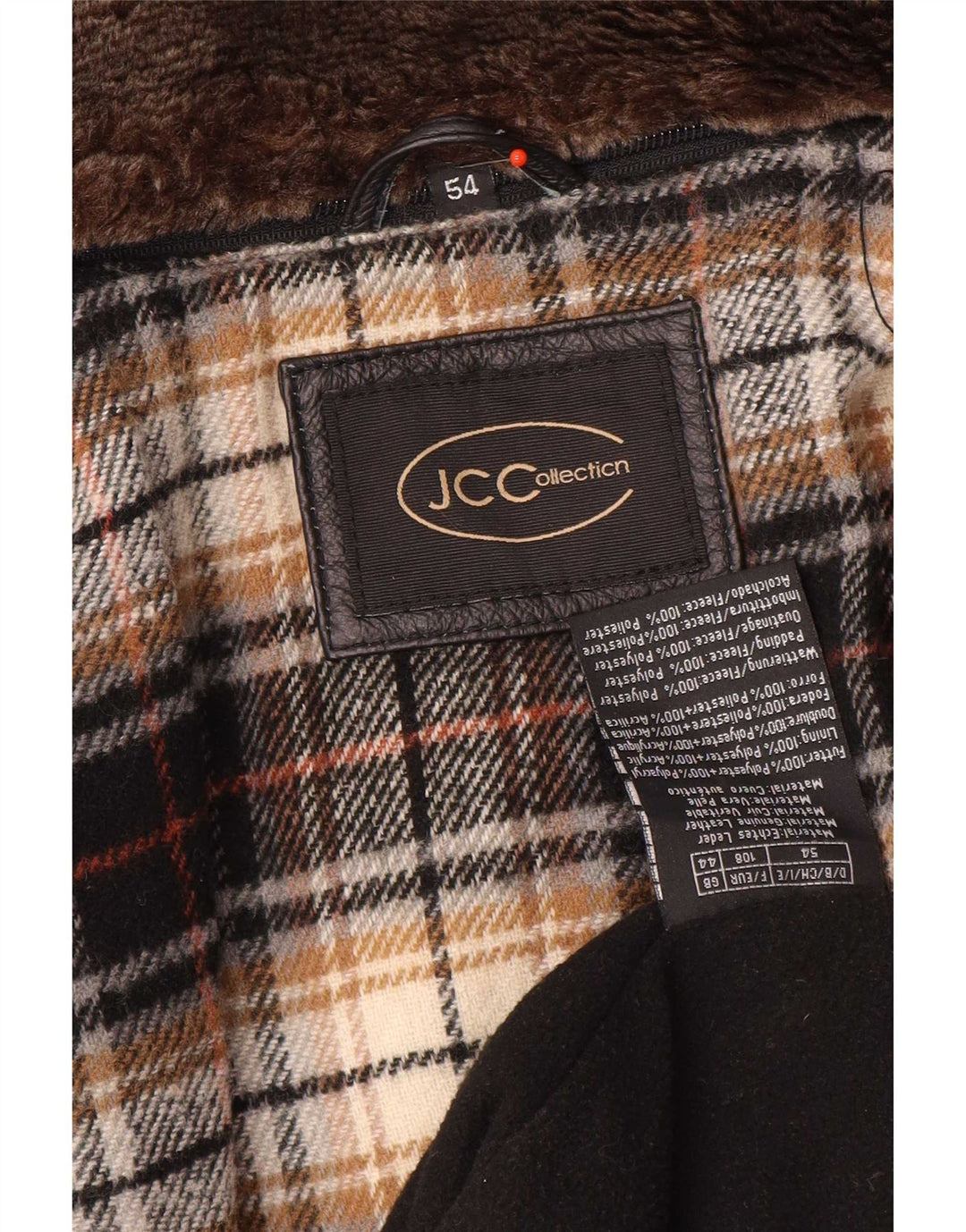JCC Mens Leather Jacket IT 54 2XL Black