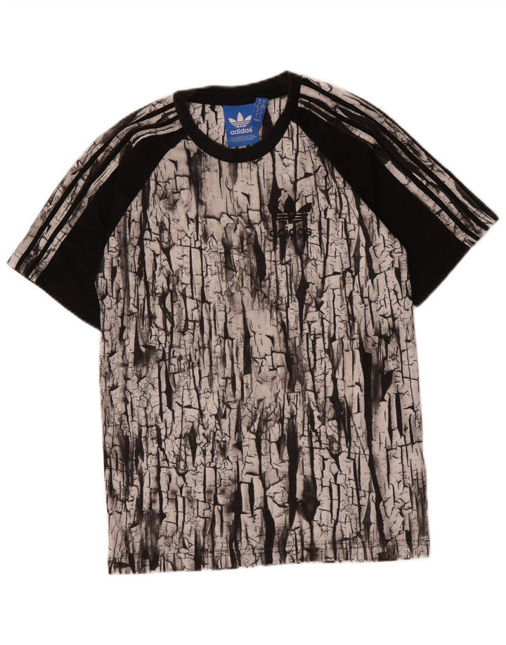 ADIDAS Mens Abstract Pattern Graphic T-Shirt Top XS Black Polyester