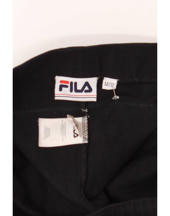 Fila Womens Graphic Leggings UK 12 Medium Black Cotton