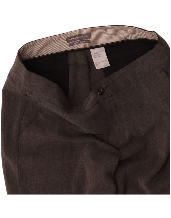 Dockers Womens Mid Rise Casual Trousers US 8 Medium W33 L32 Brown Polyester