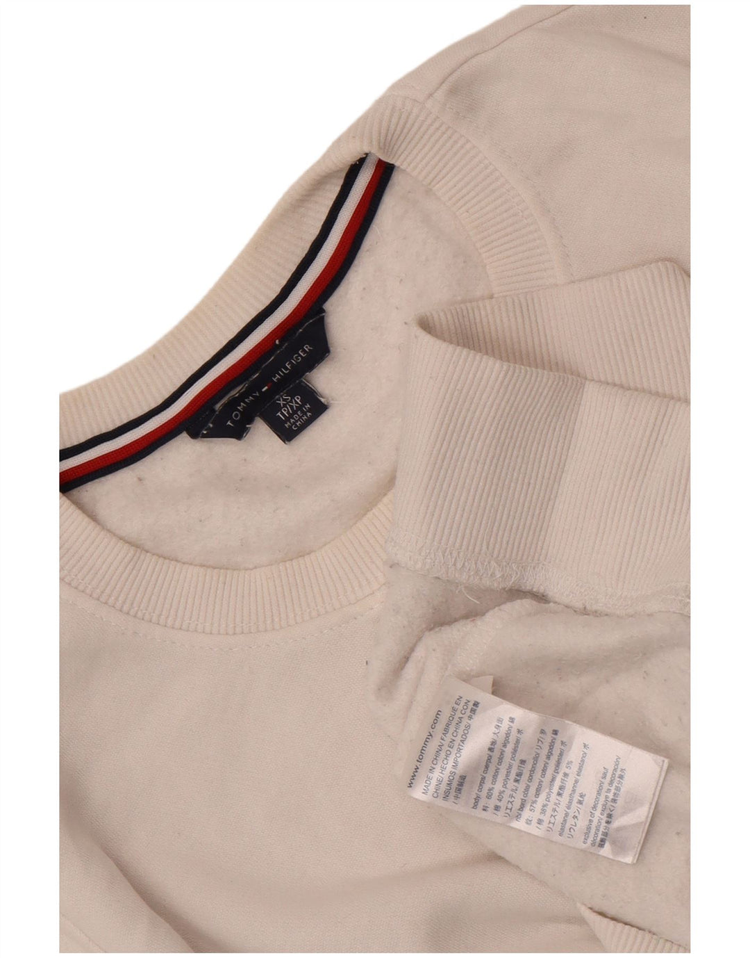 Tommy Hilfiger Mens Sweatshirt Jumper XS White Cotton
