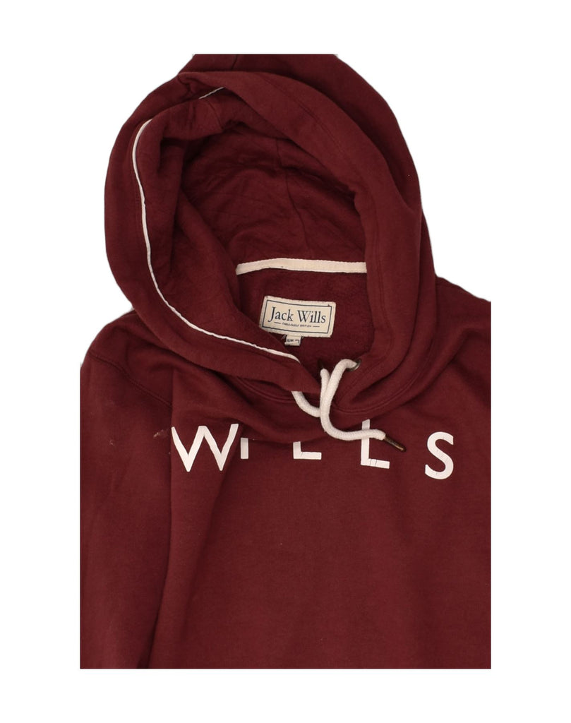 JACK WILLS Womens Graphic Hoodie Jumper UK 12 Medium Burgundy Cotton | Vintage Jack Wills | Thrift | Second-Hand Jack Wills | Used Clothing | Messina Hembry 