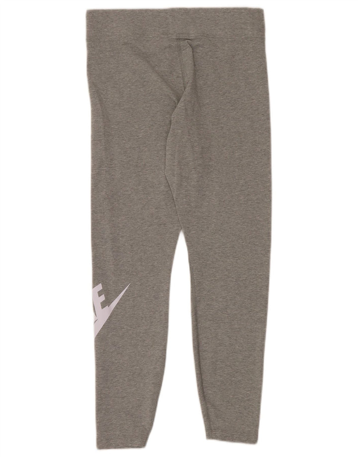NIKE Womens Graphic Leggings UK 14 Large  Grey Cotton