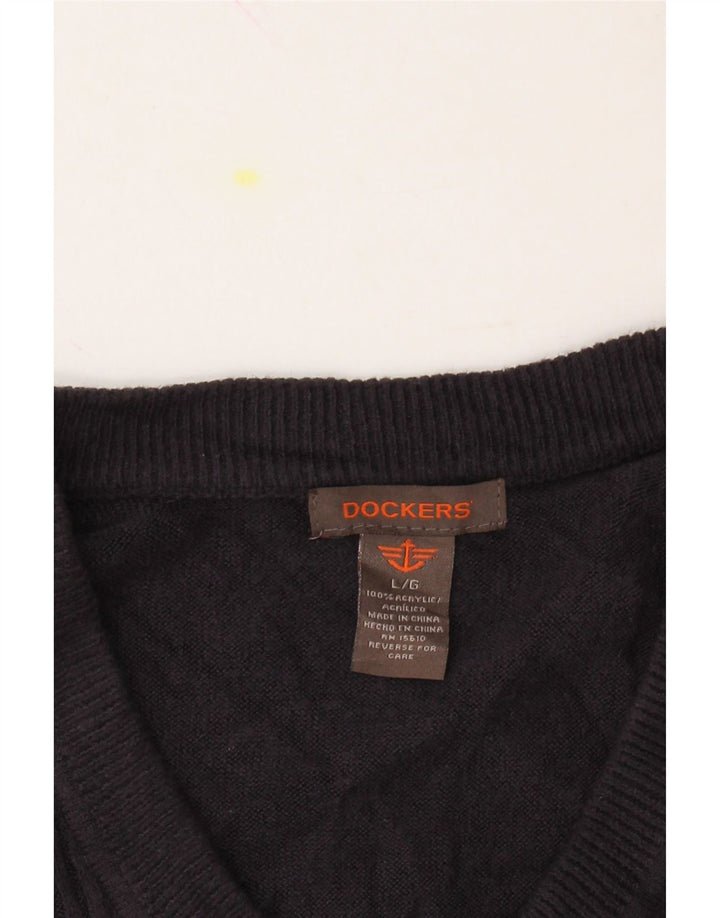 DOCKERS Mens Vest Tank Top Large Navy Blue Acrylic Vintage Dockers and Second-Hand Dockers from Messina Hembry 