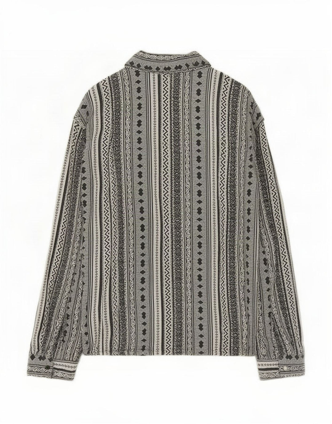 Vintage Mens Shirt Large Grey Striped Viscose