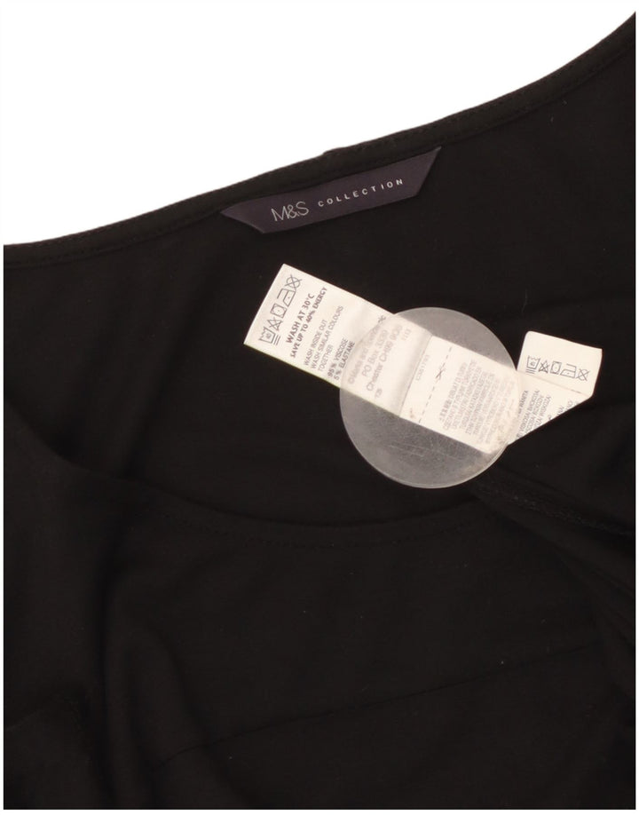 Marks & Spencer Womens 3/4 Sleeve A-Line Dress UK 8 Small Black Viscose
