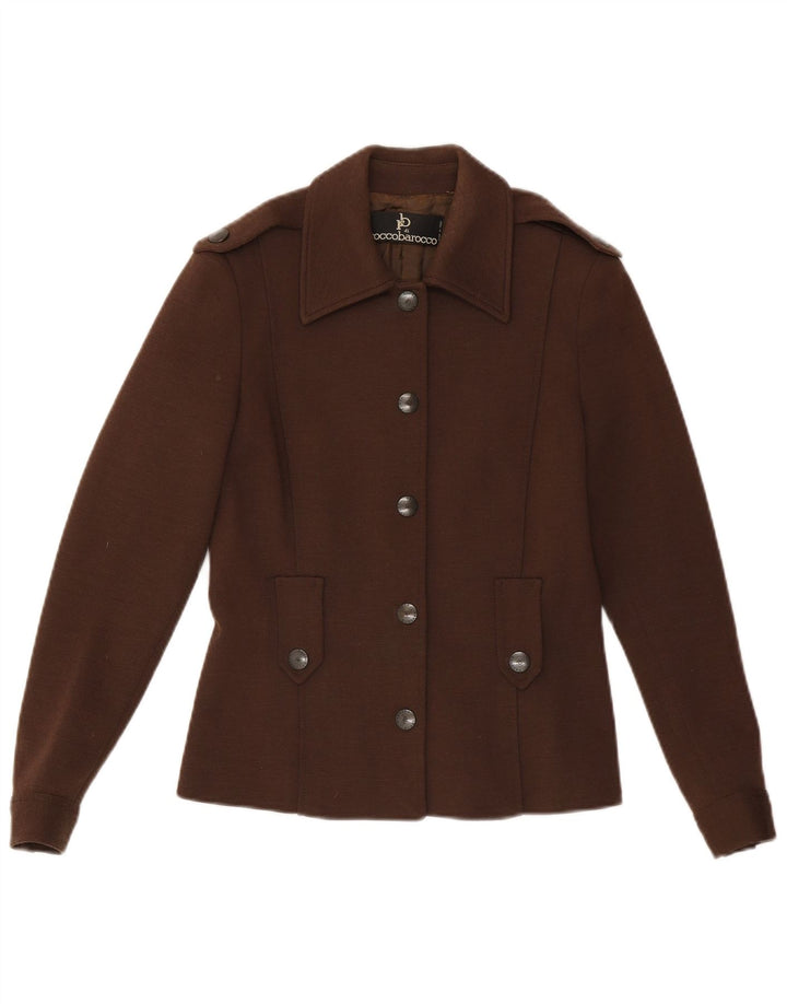 Roccobarocco Womens 5 Button 2 Piece Skirt Set UK 10 Small W23  Brown Army