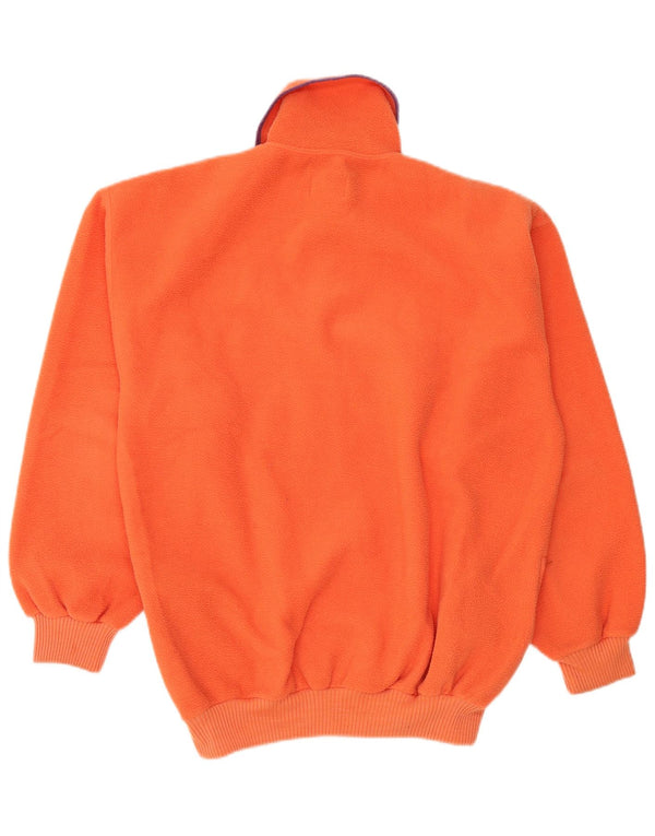 Vintage Mens Polo Neck Fleece Jumper Medium Orange Sports