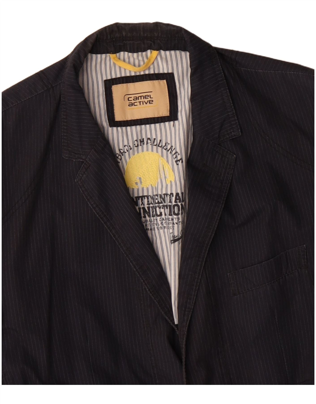 Camel Active Mens 2 Button Blazer Jacket UK 40 Large Navy Blue Pinstripe