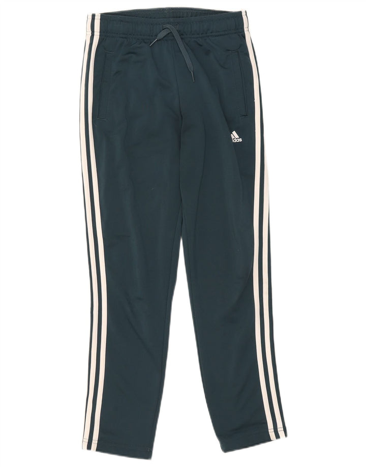 Adidas Boys Tracksuit Trousers 11-12 Years Green Polyester