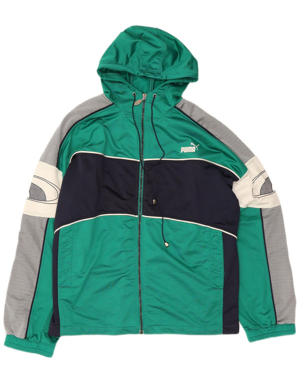 Puma Mens Hooded Graphic Full Tracksuit XL  Green Colourblock Polyester