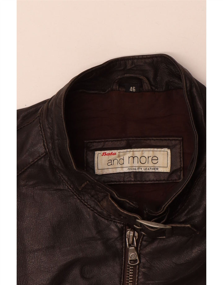 Bata and More Womens Leather Jacket IT 46 Large Brown Leather