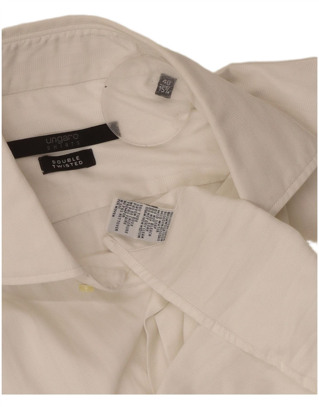 UNGARO Mens Shirt Size 40 15 1/2 Medium White Cotton