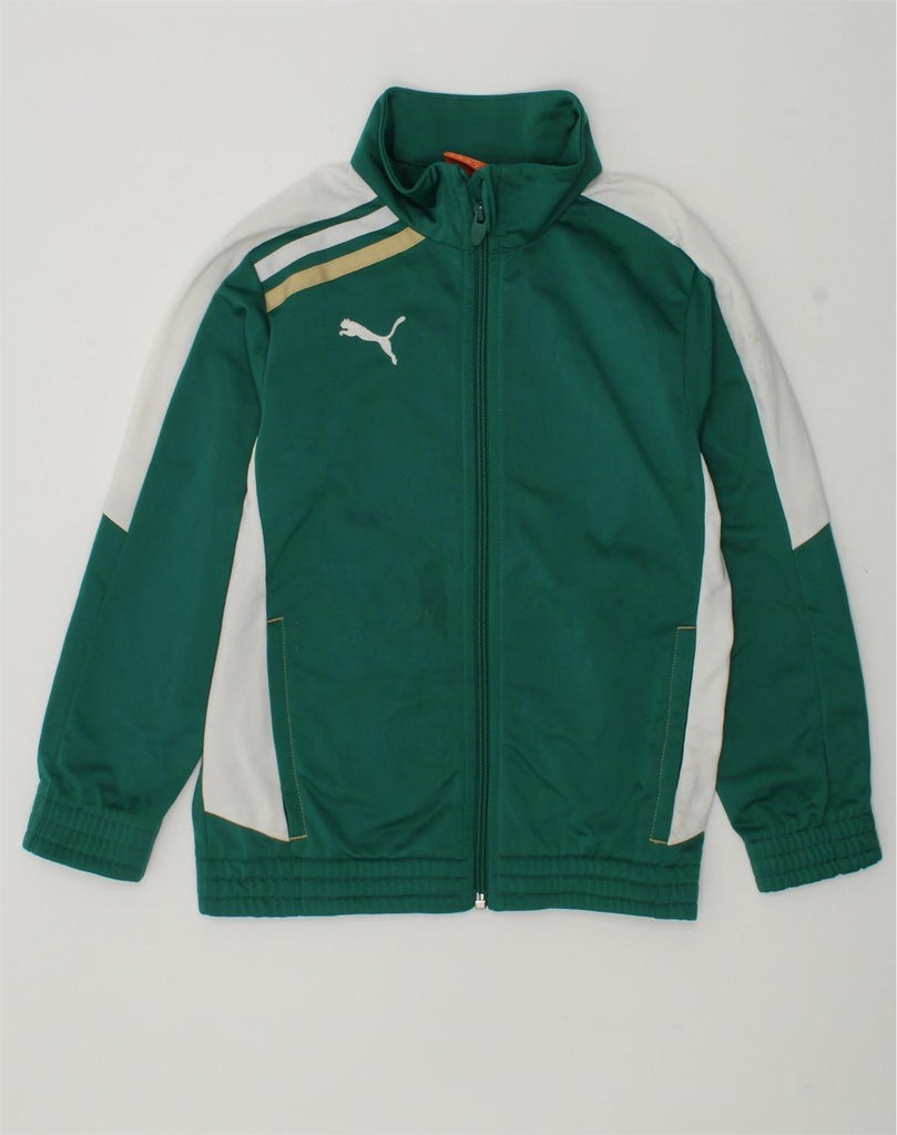 PUMA Boys Graphic Tracksuit Top Jacket 7-8 Years Small Green Colourblock | Vintage Puma | Thrift | Second-Hand Puma | Used Clothing | Messina Hembry 