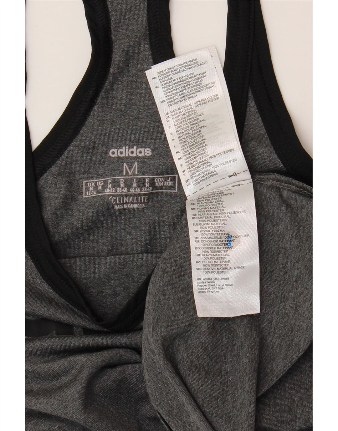 ADIDAS Womens Climalite Graphic Vest Top UK 12/14 Medium Grey Polyester