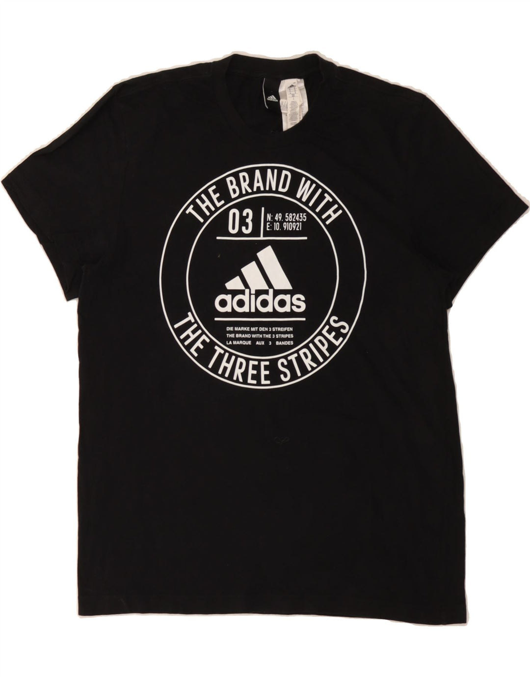 ADIDAS Mens Graphic T-Shirt Top Medium Black Cotton Vintage Adidas and Second-Hand Adidas from Messina Hembry 