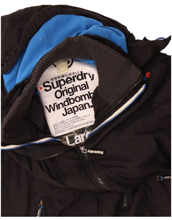 Superdry Mens Windbomber Hooded Windbreaker Jacket UK 40 Large Black