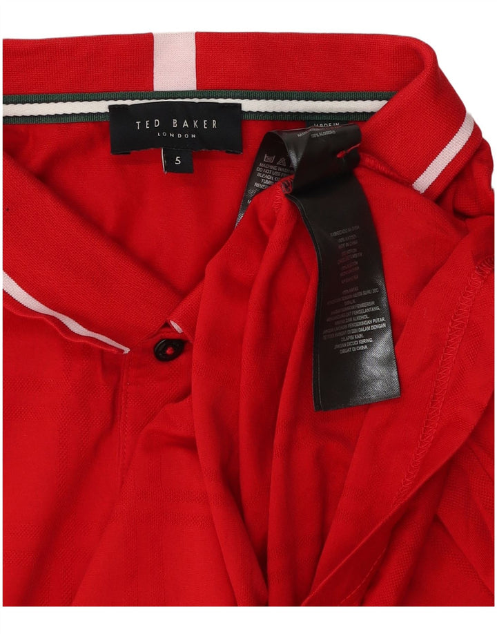 Ted Baker Mens Polo Shirt Size 5 XL Red Cotton