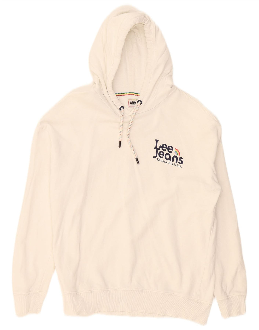 Lee Mens Graphic Hoodie Jumper Small White
