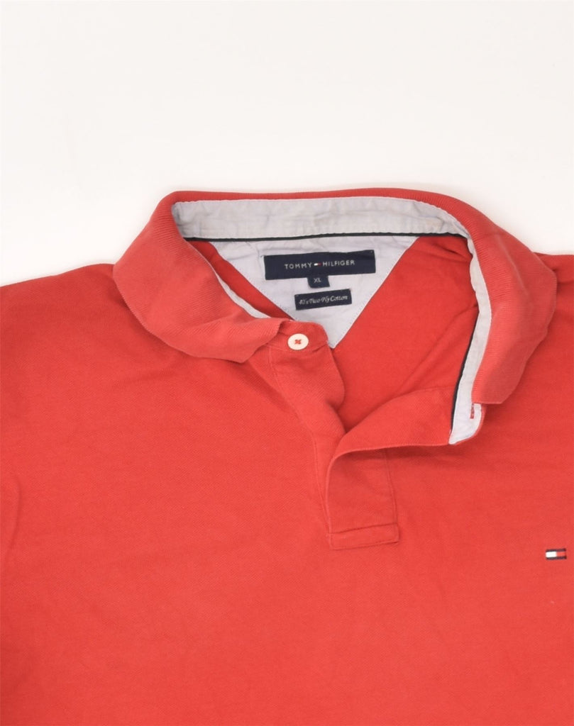 TOMMY HILFIGER Mens Slim Polo Shirt XL Red Cotton | Vintage Tommy Hilfiger | Thrift | Second-Hand Tommy Hilfiger | Used Clothing | Messina Hembry 