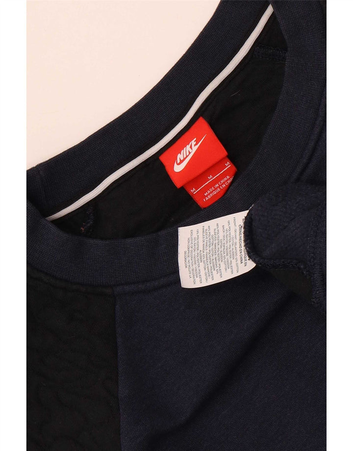 Nike Womens Sweatshirt Jumper UK 14 Medium Navy Blue Colourblock Cotton