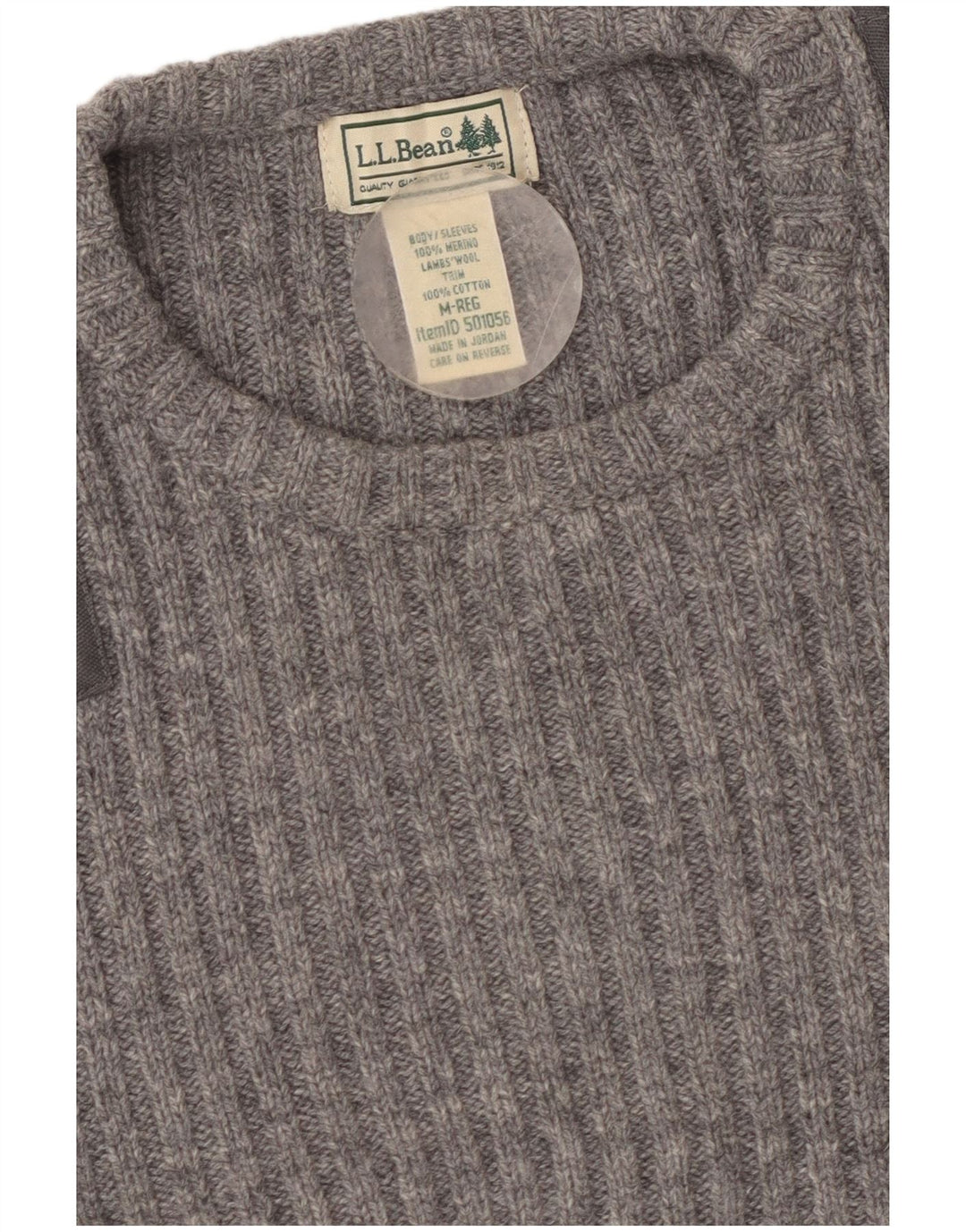 L.L.BEAN Womens Crew Neck Jumper Sweater UK 12 Medium Grey Cotton