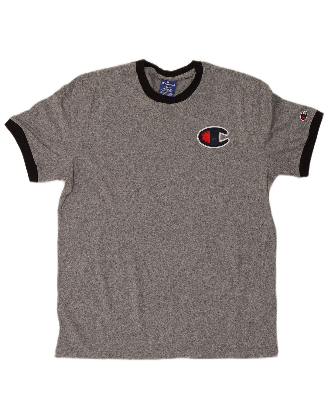 Champion Mens Graphic T-Shirt Top Large Grey Flecked Cotton
