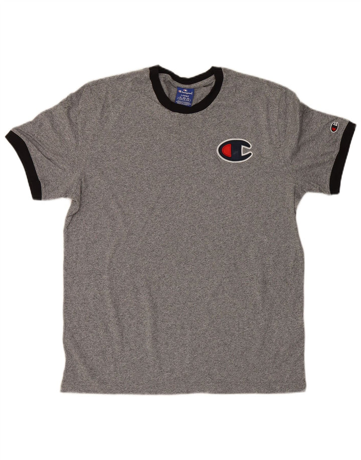 Champion Mens Graphic T-Shirt Top Large Grey Flecked Cotton