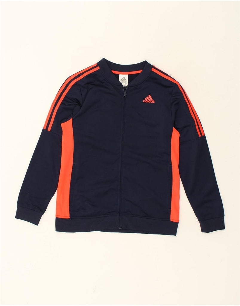 ADIDAS Womens Tracksuit Top Jacket UK 16 Large Navy Blue Colourblock | Vintage Adidas | Thrift | Second-Hand Adidas | Used Clothing | Messina Hembry 