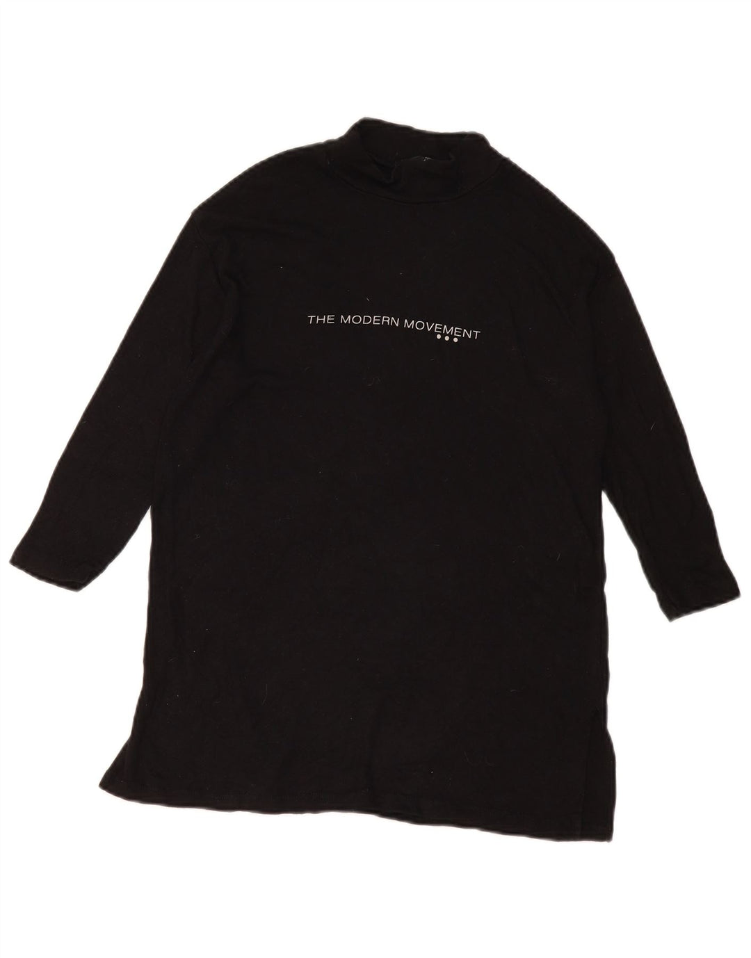 Zara Womens Graphic Top 3/4 Sleeve UK 14 Medium Black Viscose