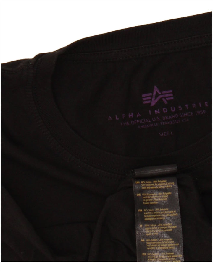 Alpha Industries Mens Graphic T-Shirt Top Large Black Cotton