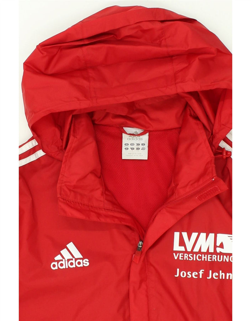 ADIDAS Mens Graphic Hooded Rain Jacket UK 44/46 Large Red Polyester | Vintage Adidas | Thrift | Second-Hand Adidas | Used Clothing | Messina Hembry 