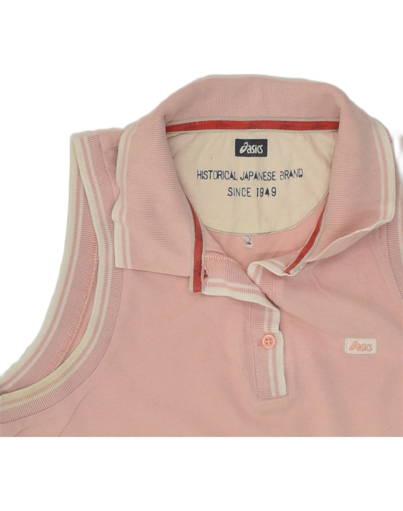 ASICS Womens Sleeveless Polo Shirt UK 18 XL Pink Cotton | Vintage Asics | Thrift | Second-Hand Asics | Used Clothing | Messina Hembry 