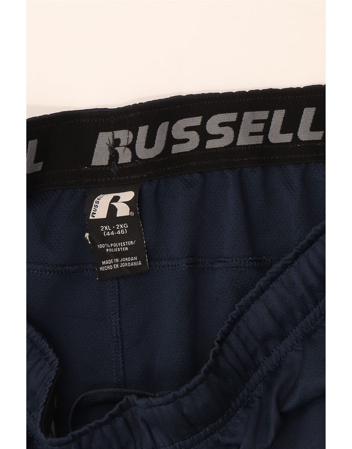 Russell Athletic Mens Dri-Power Sport Shorts 2XL Navy Blue Colourblock