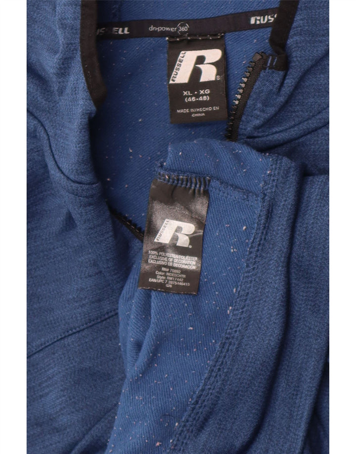 Russell Athletic Mens Zip Hoodie Sweater XL Blue Colourblock Polyester