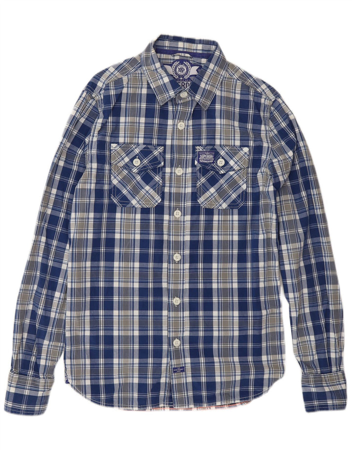 SUPERDRY Mens Shirt Small Blue Check Cotton