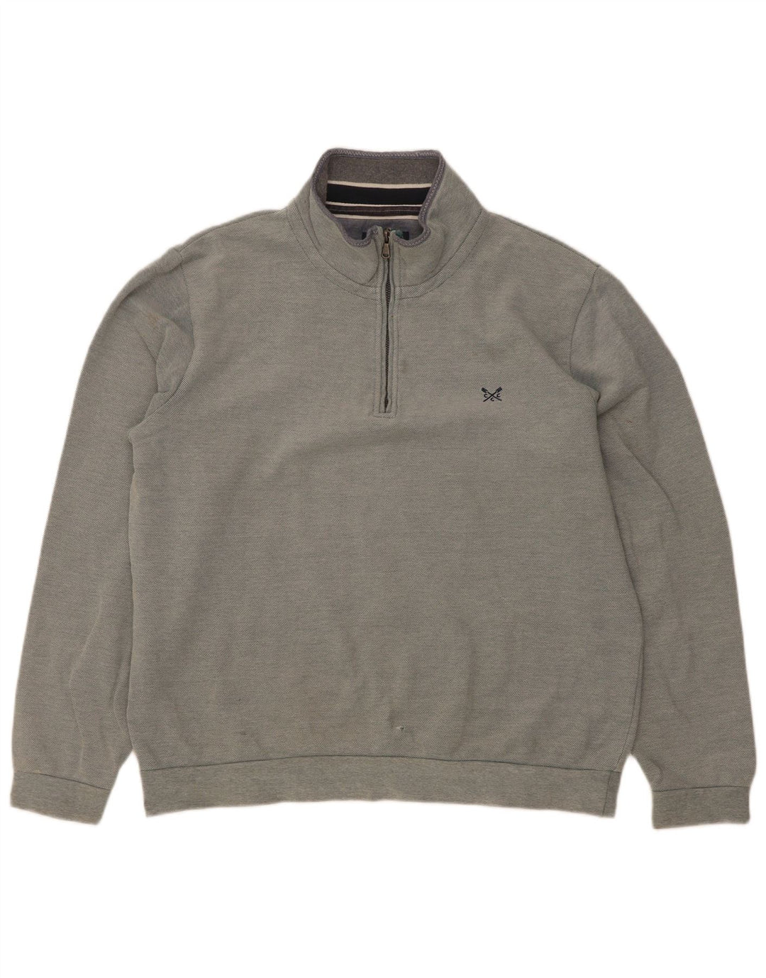 Crew Clothing Mens Zip Neck Sweatshirt Jumper Large Grey Cotton