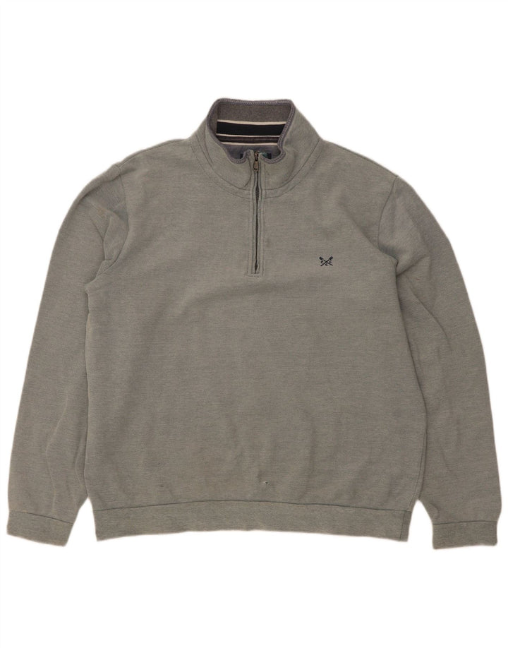 Crew Clothing Mens Zip Neck Sweatshirt Jumper Large Grey Cotton