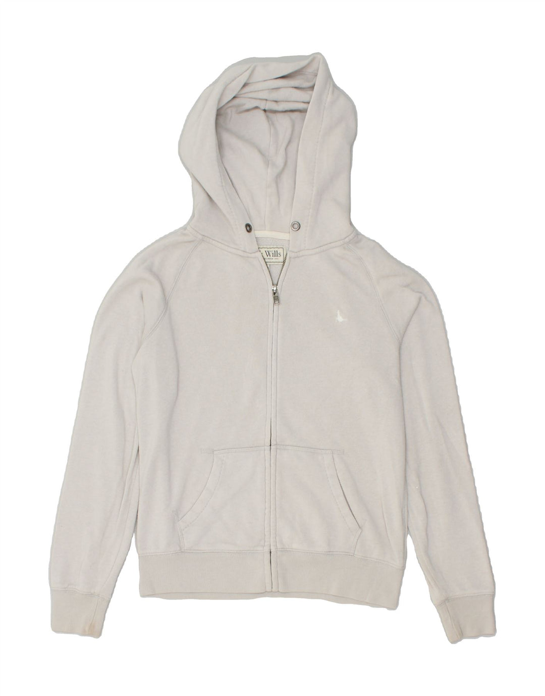 JACK WILLS Womens Zip Hoodie Sweater UK 12 Medium Grey Cotton | Vintage Jack Wills | Thrift | Second-Hand Jack Wills | Used Clothing | Messina Hembry 