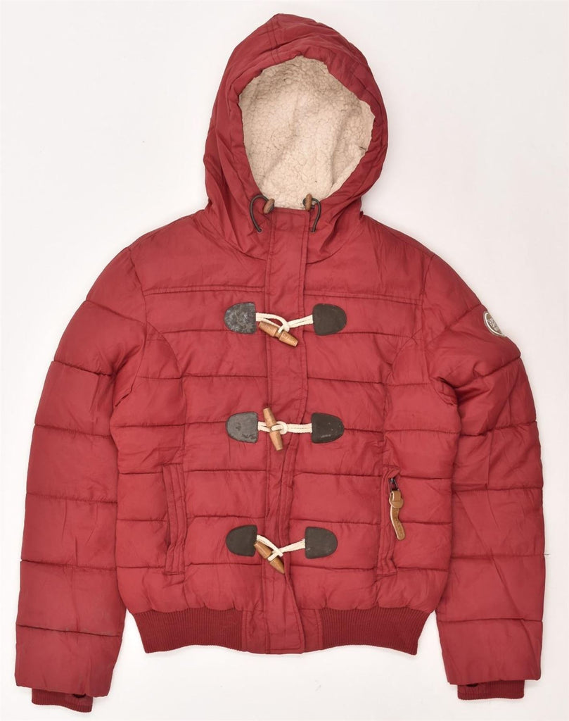 SUPERDRY Womens Hooded Padded Jacket UK 16 Large Red Polyester | Vintage Superdry | Thrift | Second-Hand Superdry | Used Clothing | Messina Hembry 