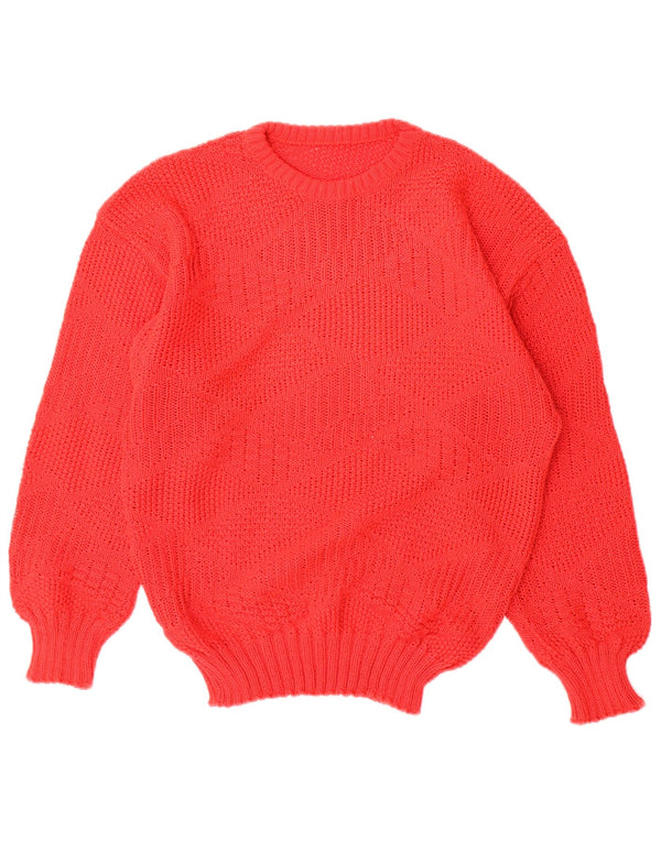 Vintage Womens Boat Neck Jumper Sweater UK 14 Large Red Acrylic