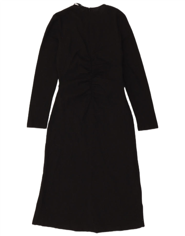 ZARA Womens Long Sleeve Maxi Dress UK 12 Medium Black Wool