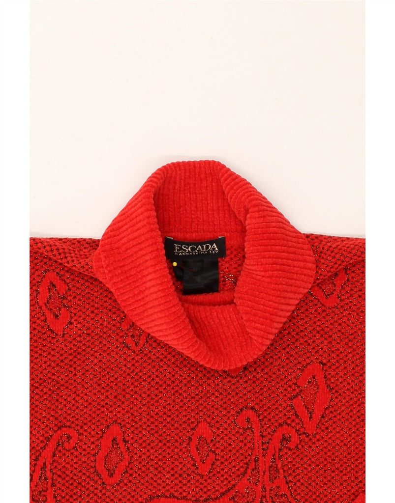 ESCADA Womens Crop Roll Neck Jumper Sweater EU 44 XL Red Paisley Acrylic Vintage Escada and Second-Hand Escada from Messina Hembry 