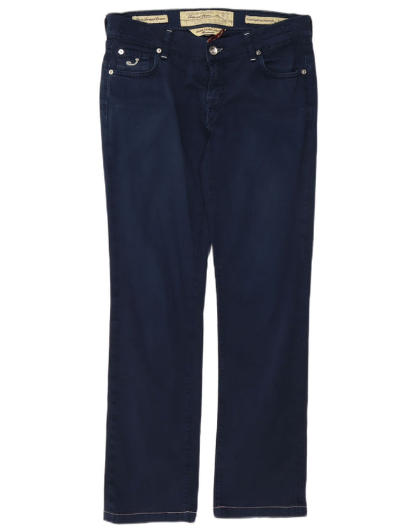 Jacob Cohen Womens Straight Casual Trousers W29 L29 Navy Blue Cotton