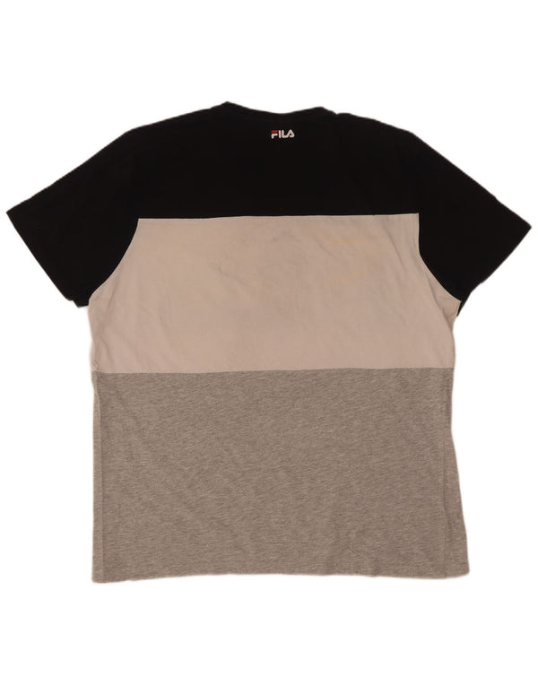 Fila Mens Graphic T-Shirt Top Large Multicoloured Colourblock