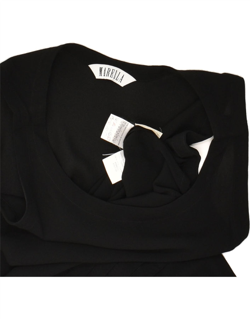 MARELLA Womens Longline Blouse Top UK 14 Medium Black Viscose | Vintage Marella | Thrift | Second-Hand Marella | Used Clothing | Messina Hembry 
